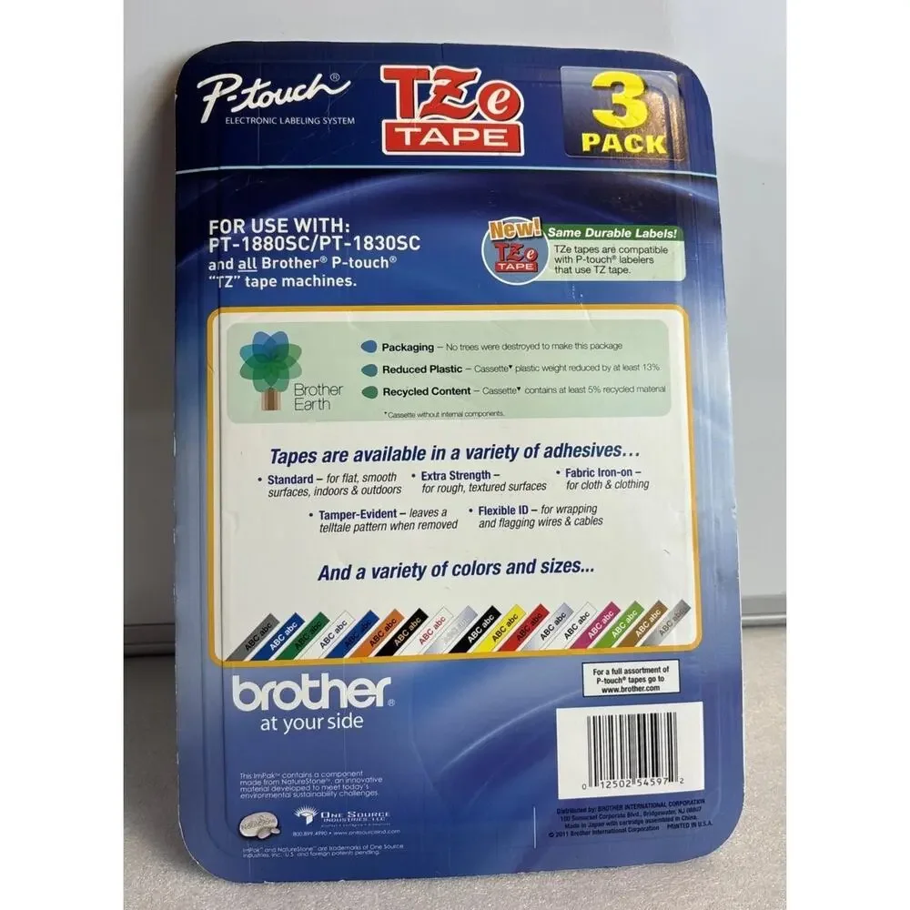 Brother P-Touch TZe-2322 Tape Black Print On White Label 3 PACK Cartridges NEW